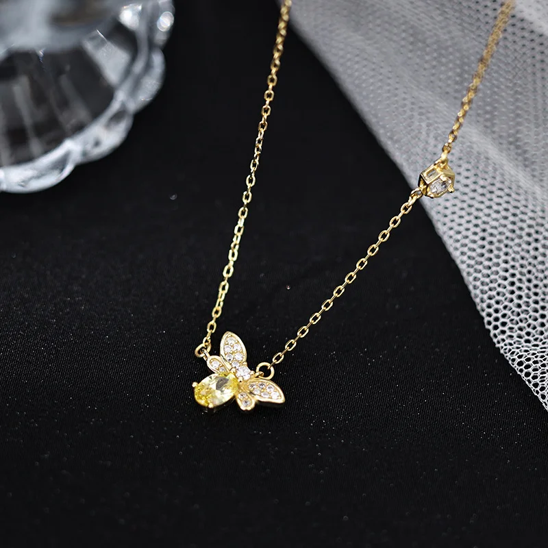 Fashion 925 Sterling Silver Small Bee Zircon Necklace Charm Animal Pendant Cute Clavicle Chains Fine Jewelry for Women - Image 3