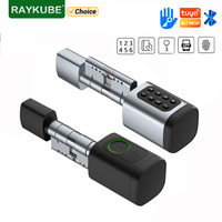 RAYKUBE V1 Tuya BLE TT Lock Smart Electronic Door Lock with DIY Cylinder Core Fingerprint APP Keys IC Card Unlock for Home Hotel