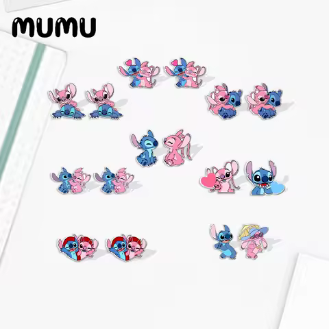 2024 New Stitch Angel Love Stud Earring Valentine Day Epoxy Jewelry Resin Acrylic Earrings Handmade Gifts Girl