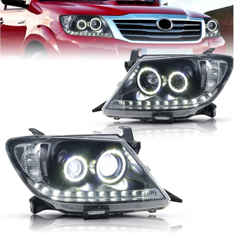 

LED Dual Beam Lens Headlights for Toyota Hilux 2005-2011 Upgrade Highlight Front Lights Running Signal Headlamp
