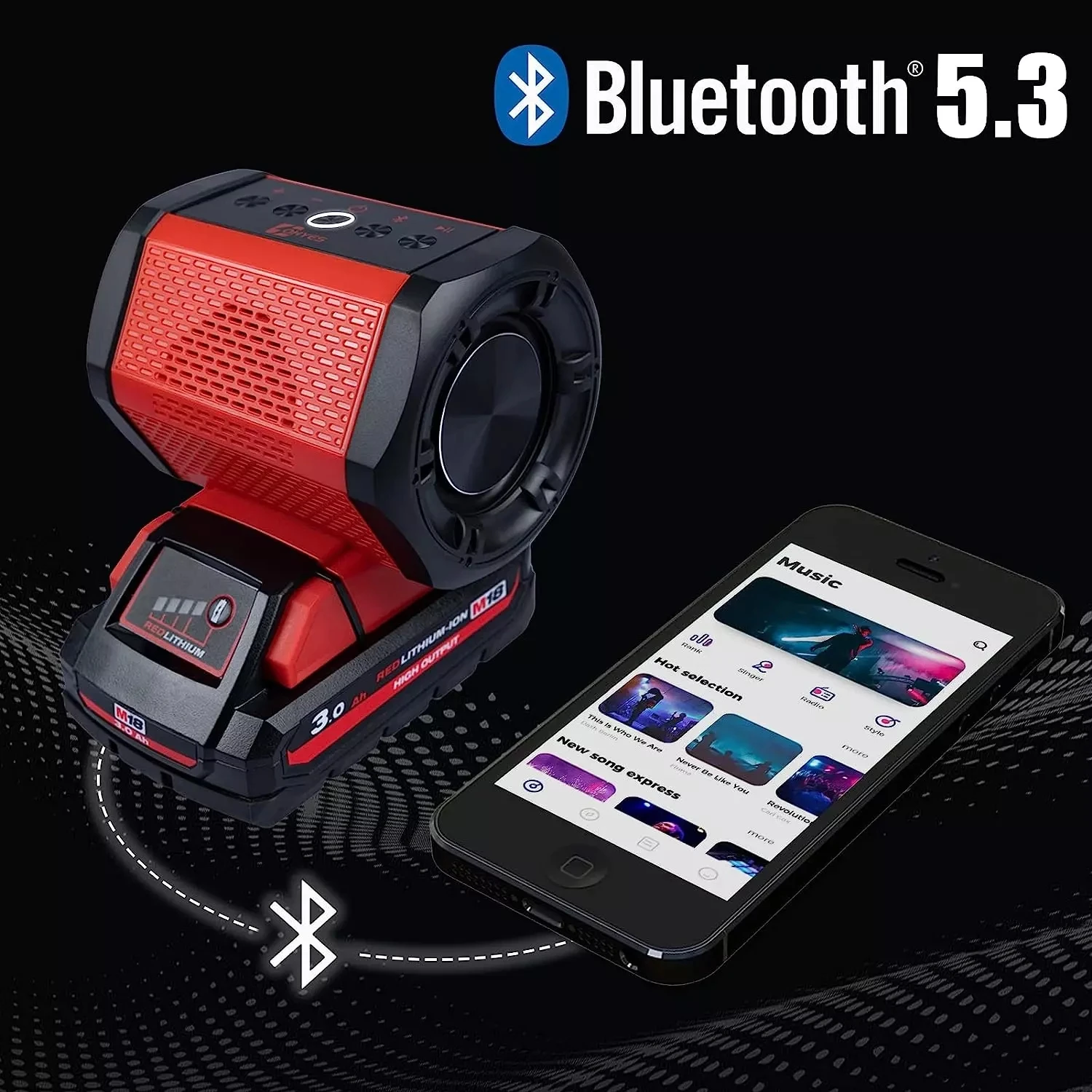 Imagem -05 - Alto-falante Bluetooth Portátil com Usb Alto-falante sem Fio Amplificador para Milwaukee Festa e ao ar Livre Bateria Li-ion 18v