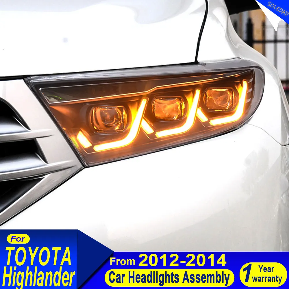 A pair Car Lights automotive Parts For Toyota Highlander 2012 2013 2014 Head lamps LED Headlight LED Dual Projector