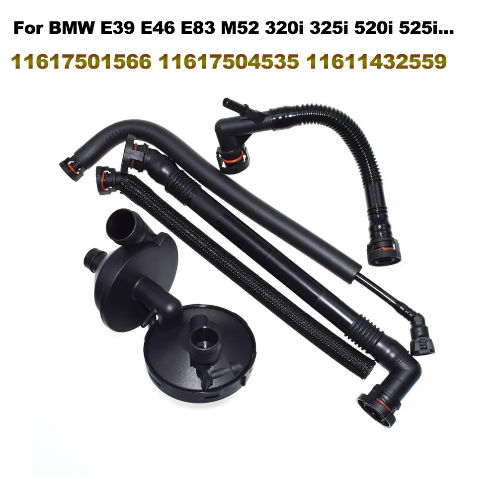 

For BMW E39 E46 E83 M52 320i 325i 520i 525i 11617501566 Engine Crankcase Exhaust Valve Vent Hose Kit 11617504535 11611432559