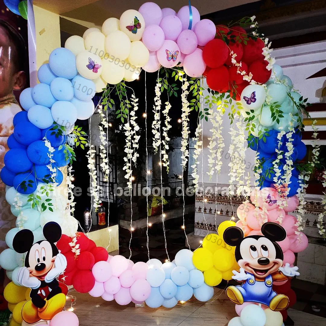 

123pcs Mickey Minnie Foil Balloons Garland Kit Kids Birthday Baby Shower Party Decors Age 1-9 Globos Supplies Gifts