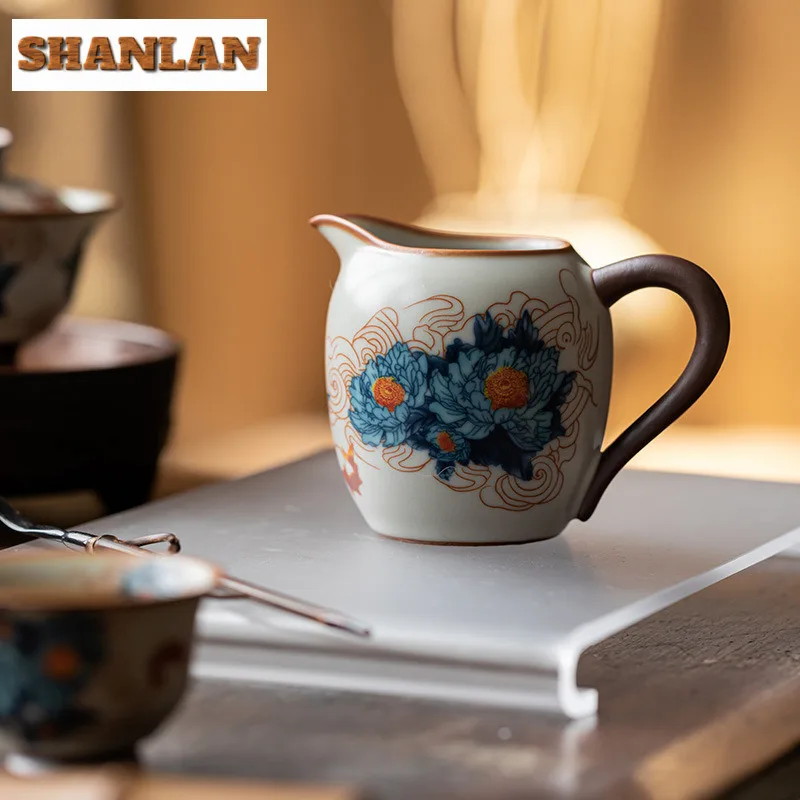 290ml Ru Kiln High Position And Great Wealth Tea Pitcher Divide Tea Cha Hai Dispenser Justice Cup Fair Mug Tea Items Accessories