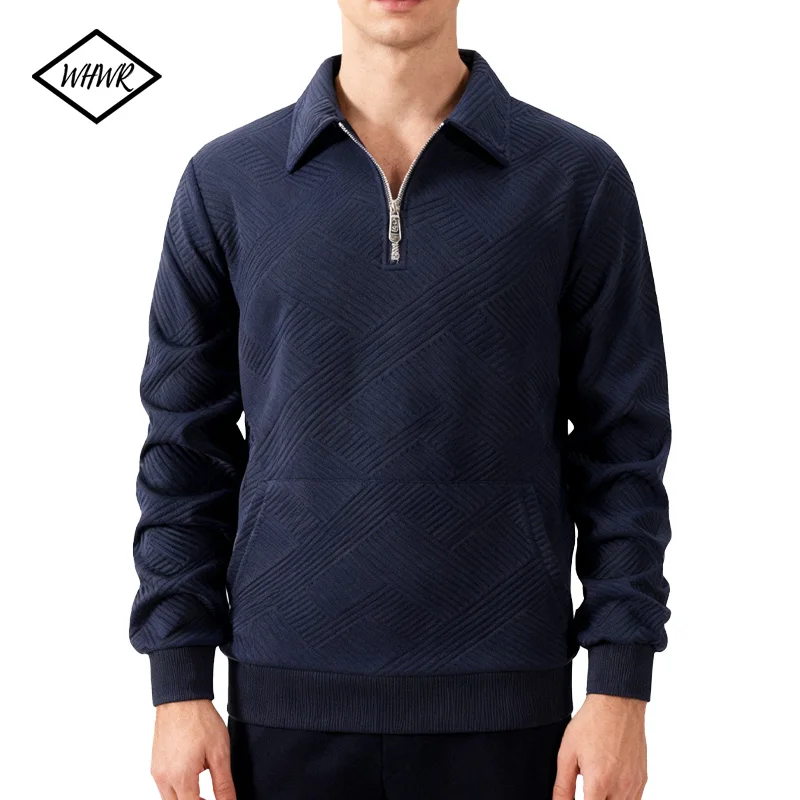 

Men's Knit Jacquard Stand Collar Pullovers Slim Fit Warm Solid Color Half Zipper Long Sleeve Sweater Men's Casual Sweatshirt Top