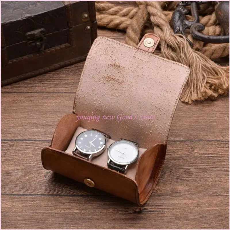 57QA Luxury Velvets Interior Watch Box Multifuncional 2/3 Grids Cowhide Watch Box