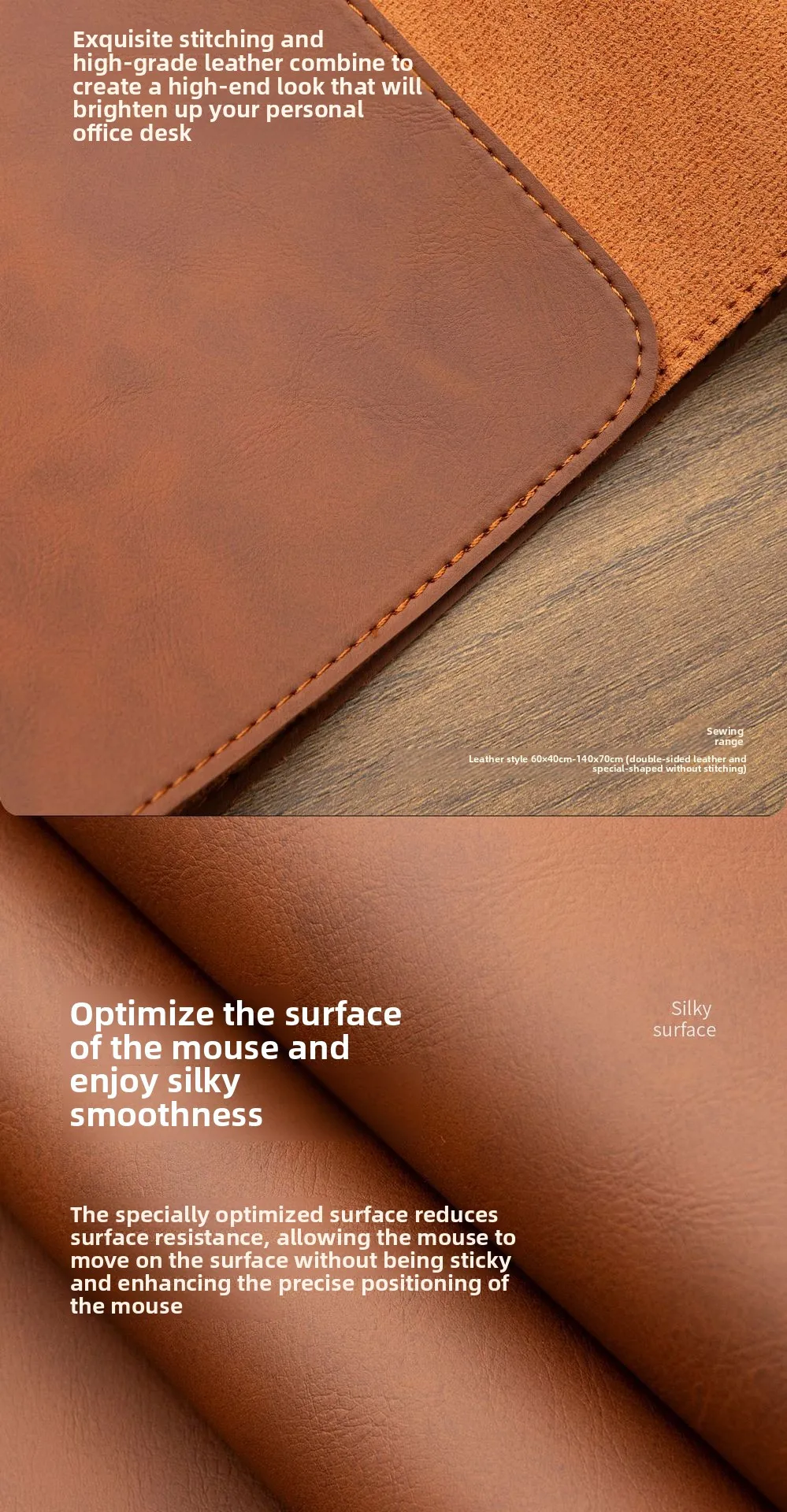 Crazy Horse Texture Pu Mousepad Portable Mouse Pad Large Gaming Waterproof Non-slip Suede Desk Mat Computer Keyboard Desk Pad