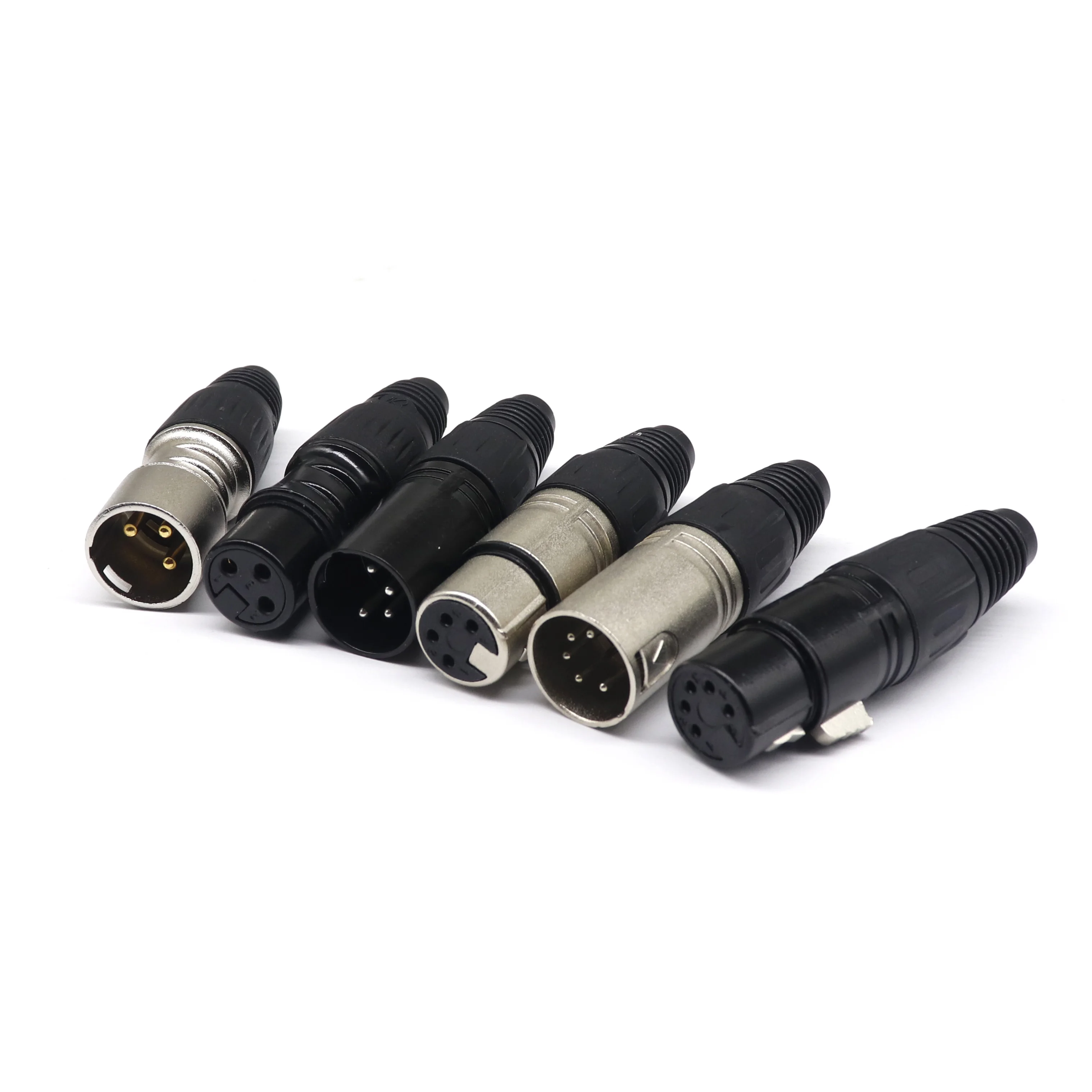 XLR 3/4/5 Pin Male/Female Microphone Audio Cable Plug Connector Cannon MIC Cable Terminal Black Silver Microphone Plug