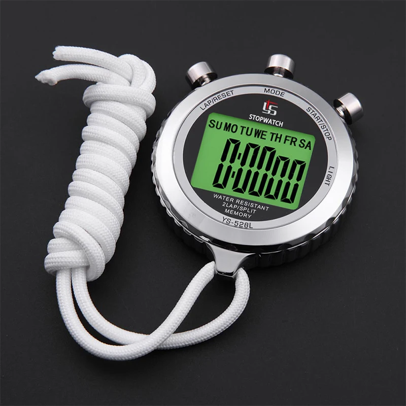 Metal Digital Timer Sports Stopwatch Water Resistant Memory Counter Luminous Stopwatch Hours Minutes Month Display 40h Countdown