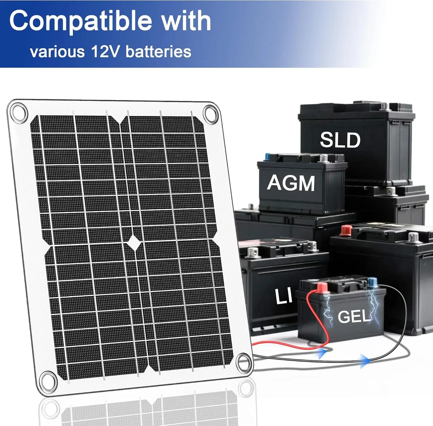 

Waterproof 10W 12V Solar Panel Trickle Charging Kit with UltraSmart MPPT Controller for Car / Boat / Marine / RV/ Trailer(White)