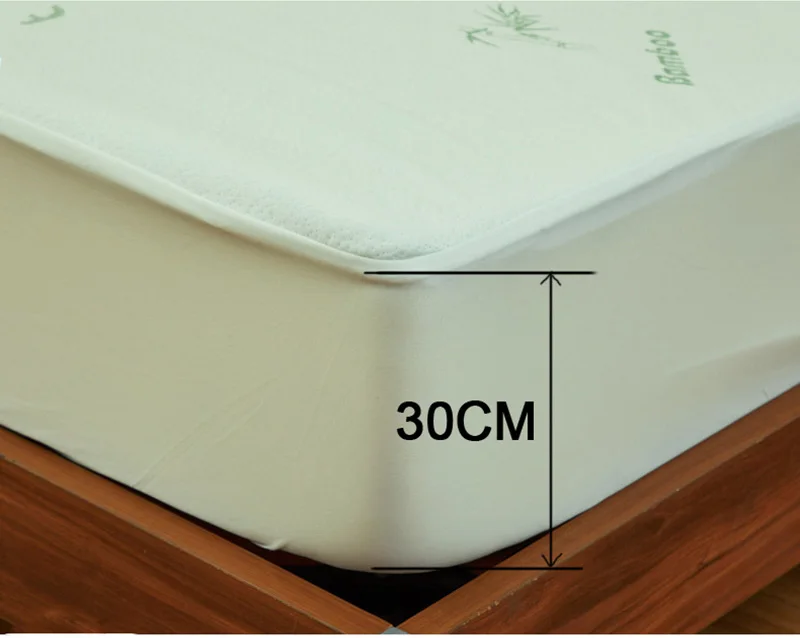 Super Waterproof Mattress Cover Bamboo Fiber Single Twin King Size Air-Permeable Bed Pad Protector Cover Not Included Pillowcase