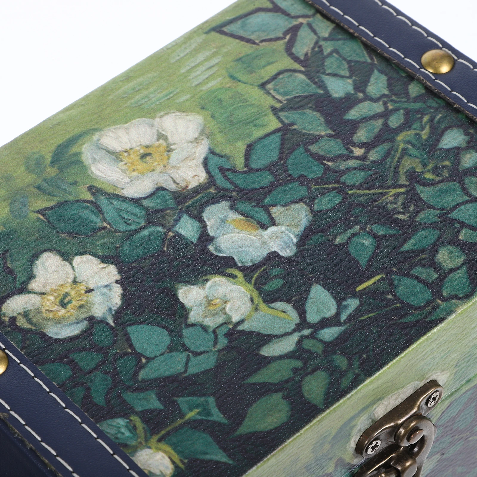 

Vintage Oil Painting Storage Box Wooden Jewelry Organizer Decorative Treasure Chest Case for Home Desktop Organization