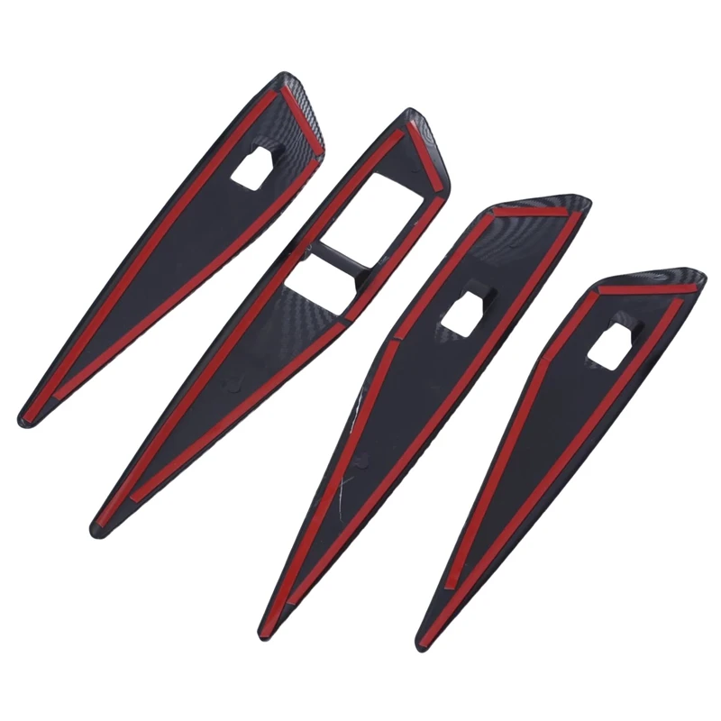 4Pcs Carbon Fiber Car Window Glass Lift Switch Cover Trim For ID.4X ID4X 2022