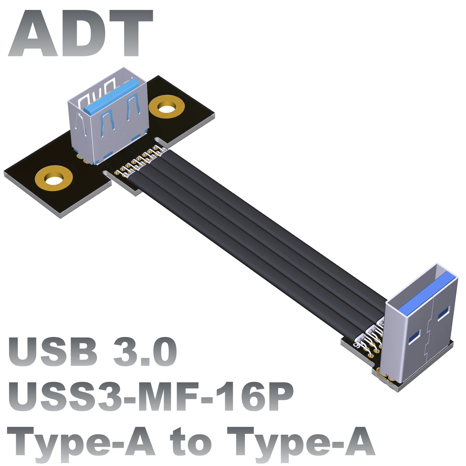 

USB3.0 type-A port extension screen male head female seat cover cable motherboard front bend with screw hole ADT