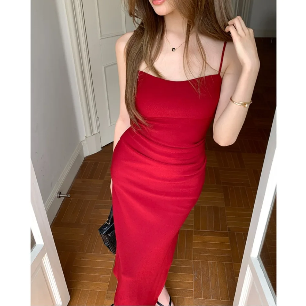

Luxury Elegant Sexy Club Evening Party Birthday Dresses Sleeveless Spaghetti Strap Backless Bodycon Dress Office Long Dress