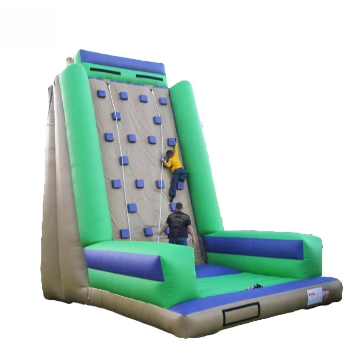 Giant Adult Inflatable Moving Rock Climbing Wall With Mattress And Safety Belt Climbing Wall Slide For Sale