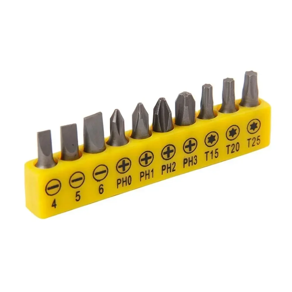 10 pçs conjunto de bits inserção torx cabeça plana cruz chave de fenda elétrica parafusos cabeça acessório para chaves de fenda sem fio e brocas