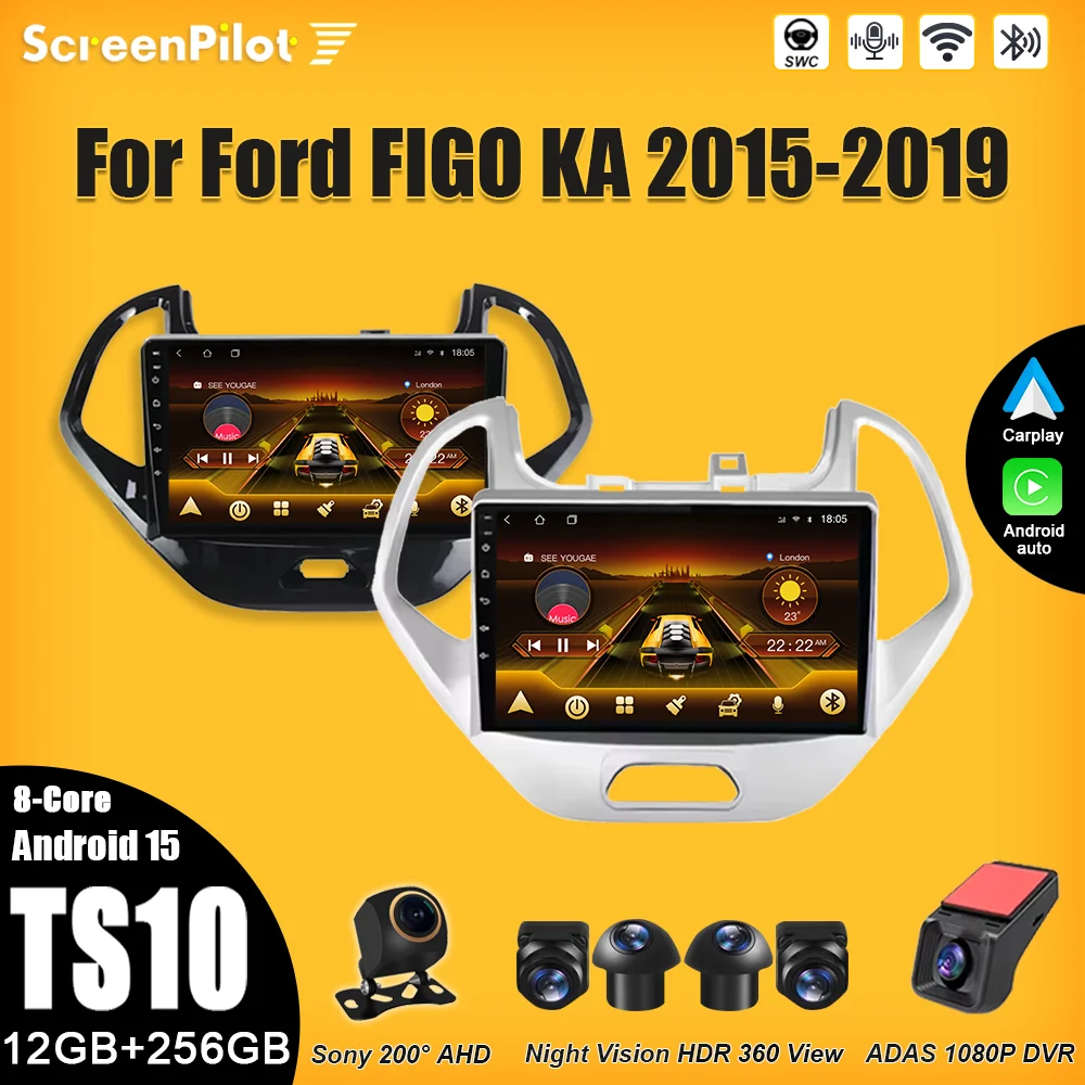 Radio Multimedia para Auto Android 16 para Ford FIGO KA 2015 2016 2017 2018 2019 2020, Reproductor de Video, Carplay, 2 DIN, 7/9/10 Pulgadas, 8 Núcleos, DSP