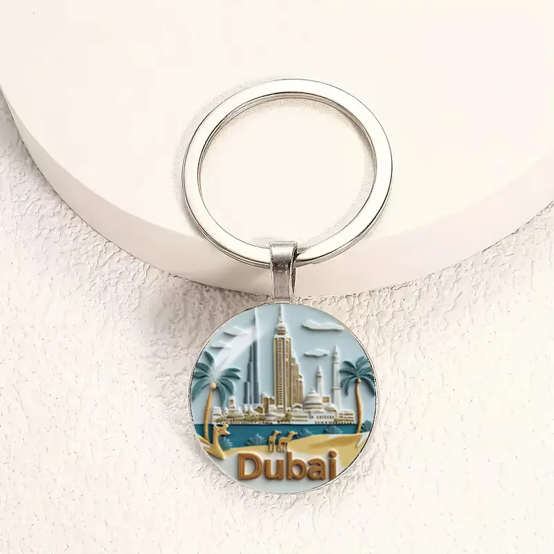 dubai keychain Mini City Scenery and Logo Souvenir, Retro Style Commemorative Keychain, Suitable for birthdays, annive