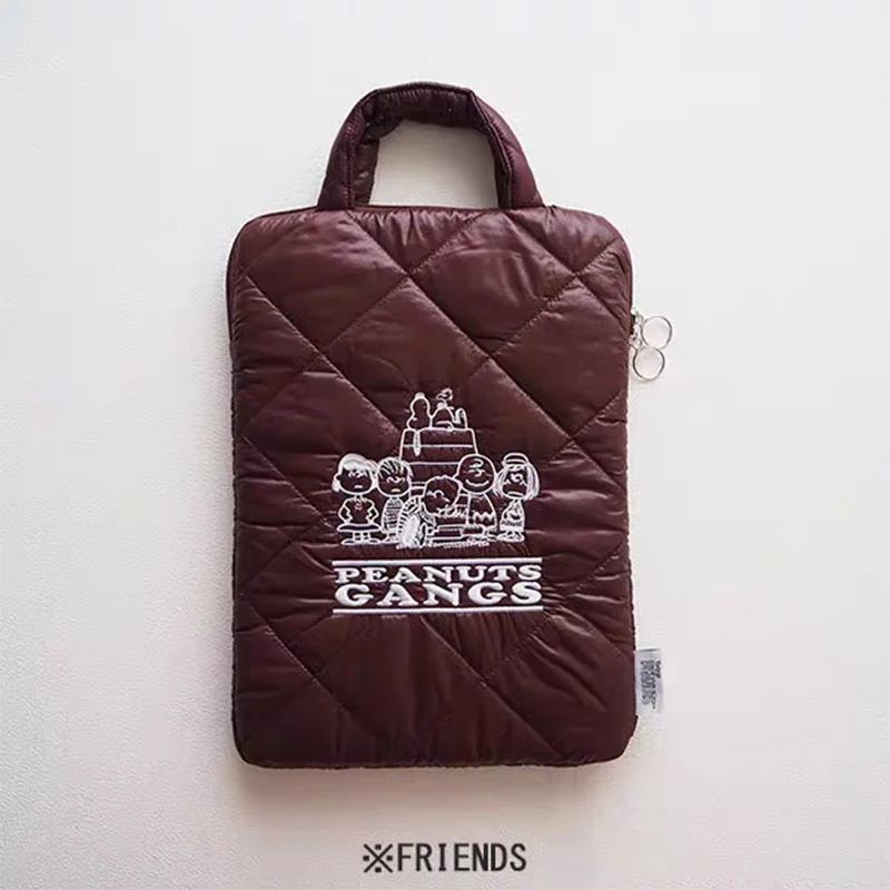 

Японская сумка для компьютера Snoopy, мультяшная каваи Snoopy, ромбовидная сетка, хлопковая сумка для ноутбука, сумка для ноутбука с отделением на молнии