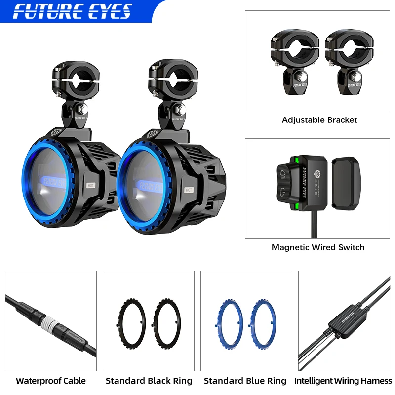 FUTURE EYES PL40 180W Magnetic Switch Auxiliary LED Fog Strobe Light for Motorcycle