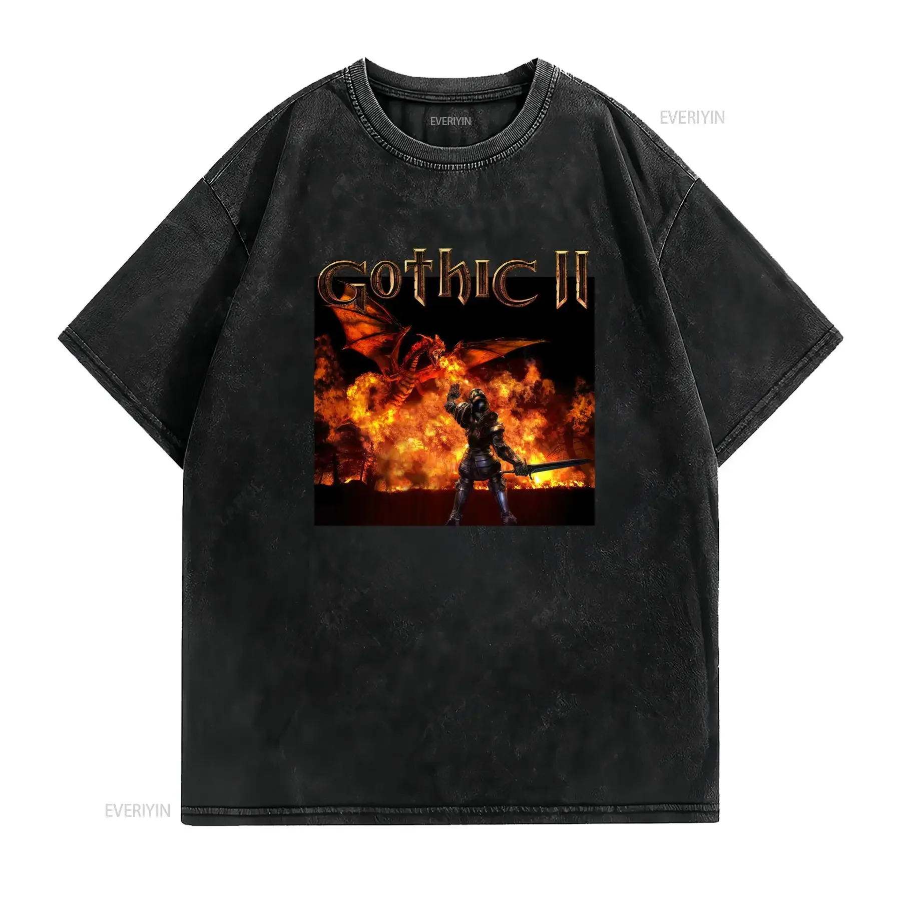 Nameless Vs Feomathar Gothic 2001 Retro Koszulka z Gry Wideo Klasyczna RPG Ikonicznym Nadrukiem Casual Okrągły Dekolt dla