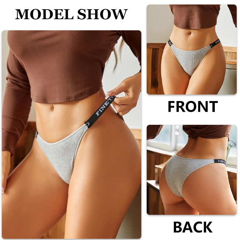 4Pcs Cotton Brazilian Panties Women's Low-Waist Bikini Underwear Sexy Breathabl… - Image 3