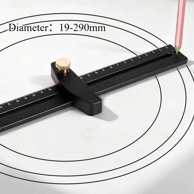 

Multi-purpose Woodworking Scriber 12-290mm Diameter Compass Circular Straight Line Ruler Marking Tool Durable Aluminum Alloy
