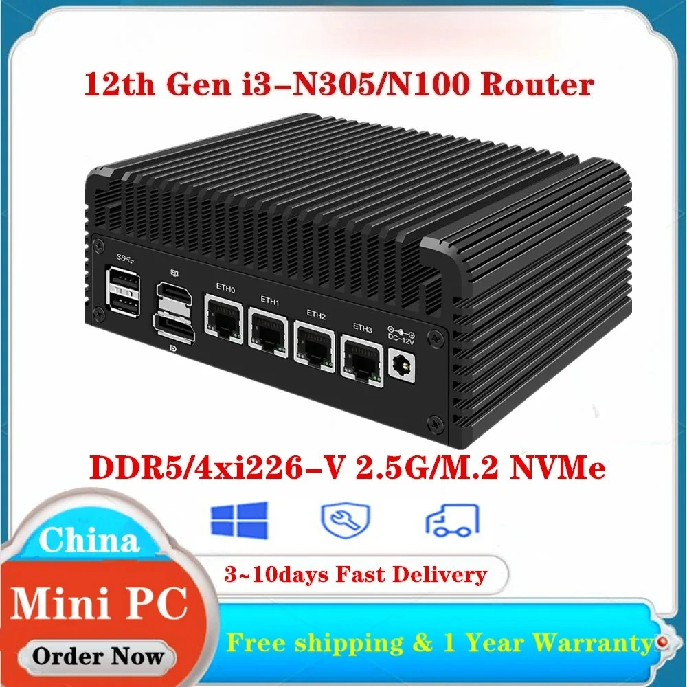 

CWWK Solid безвентиляторный мини-ПК Программный маршрутизатор Intel i3 N305 N355 N150 N100 DDR5 4xi226 2.5G Брандмауэр Компьютер Proxmox ESXi Хост-сервер
