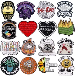 Cartoon Raccoon Quote Series Brooches for Clothing Enamel Pins Lapel Pins for Backpack Women Men Jewelry Accessories Badges