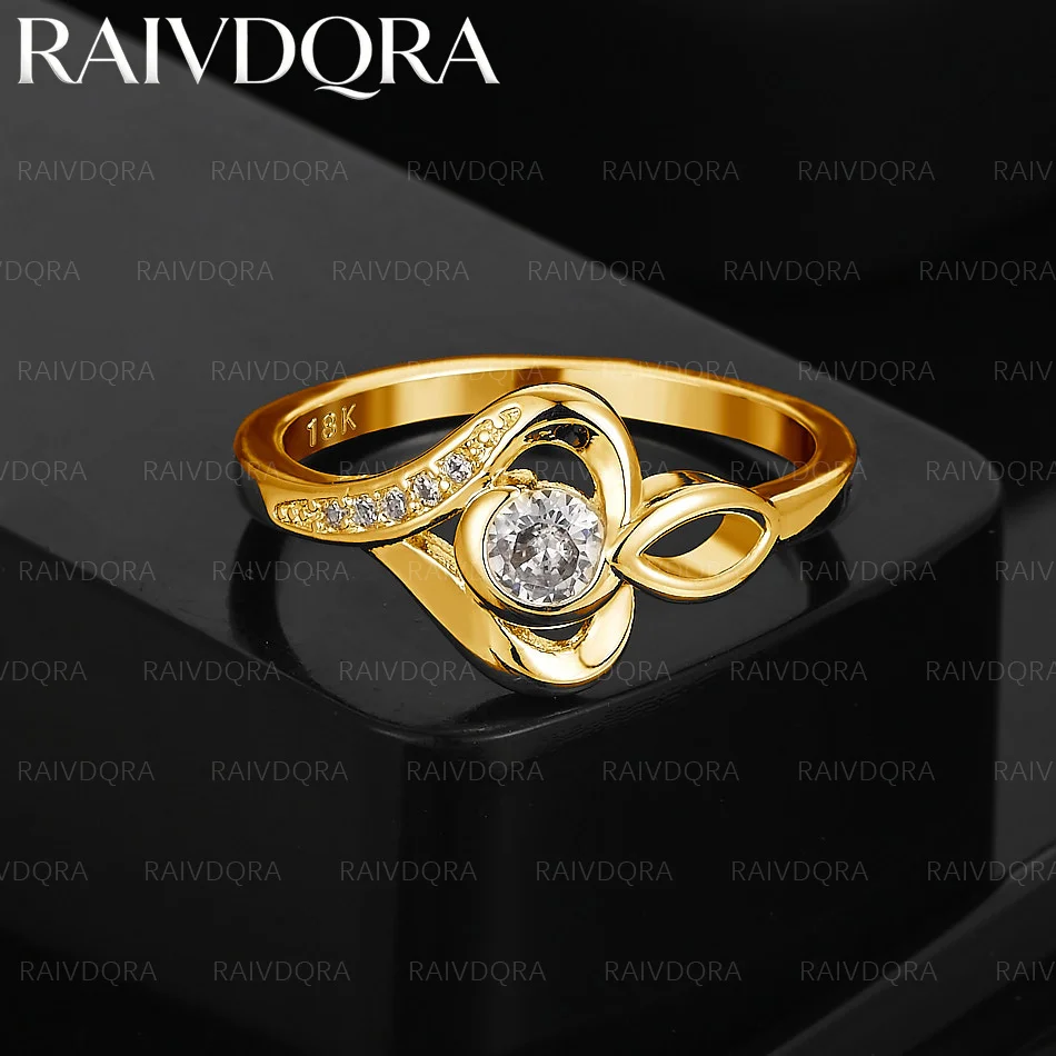 

18K Gold Plated Heart Zircon Wedding Ring For Women and Men Fashion Jewelry Grace Noble Engagement Accessories