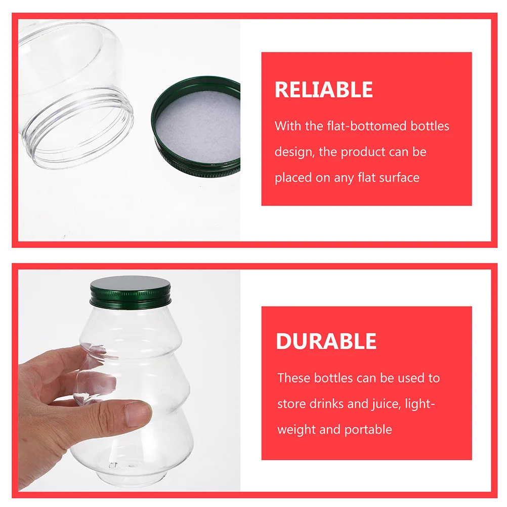 8 bottiglie di succo ermetiche portatili, contenitori decorativi per acqua, tè al latte, a forma di albero di Natale, supporti in plastica riutilizzabili