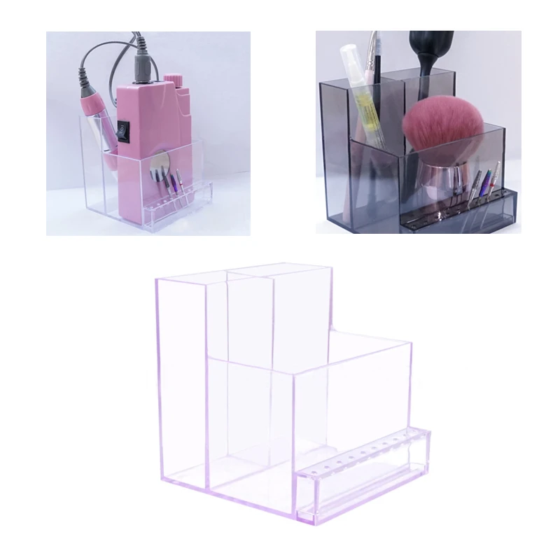 

Transparent Nail Drill Bits Holder Acrylic Display Manicure Tools 3 Row 10 Holes Clear Nail Drill Machine Organizer Storage Box