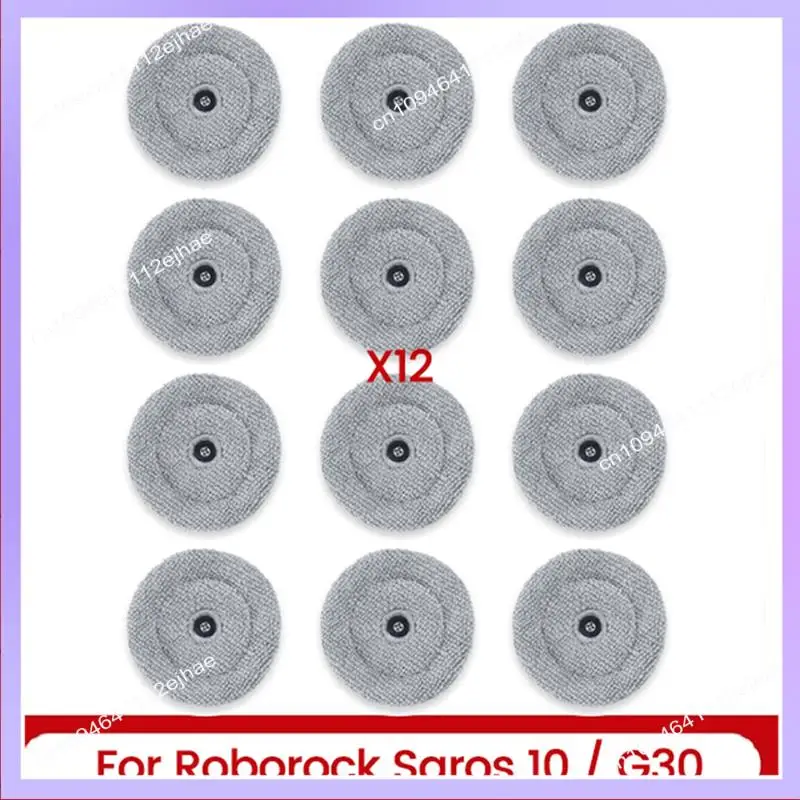 N83R Mop Cloth Pads Replacement Forroborock Saros 10 / G30 Vacuum Cleaner Parts Reusable Washable Mop Pad 12PCS