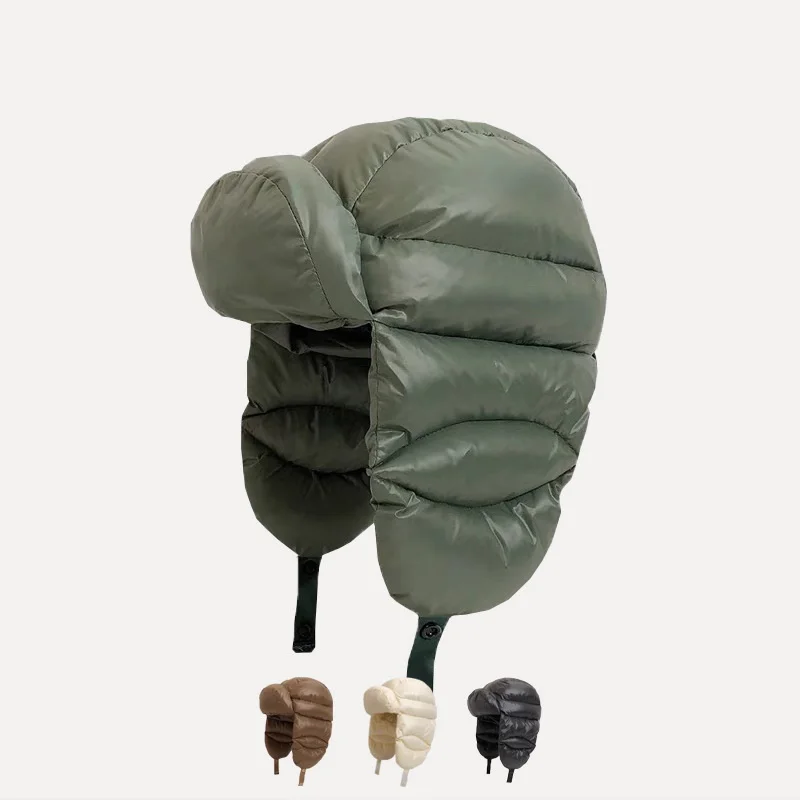 Chapéus de inverno impermeáveis masculinos, bonés de bombardeiro trapper, forro de lã quente, protetores de orelha, gorros, clima frio, esqui, neve