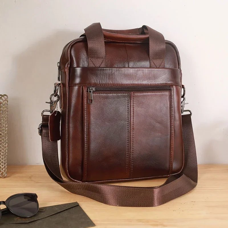 Bolso de mano 2024 de cuero genuino para hombre, bandolera vertical de viaje de negocios, iPad de 100% pulgadas, 13,3