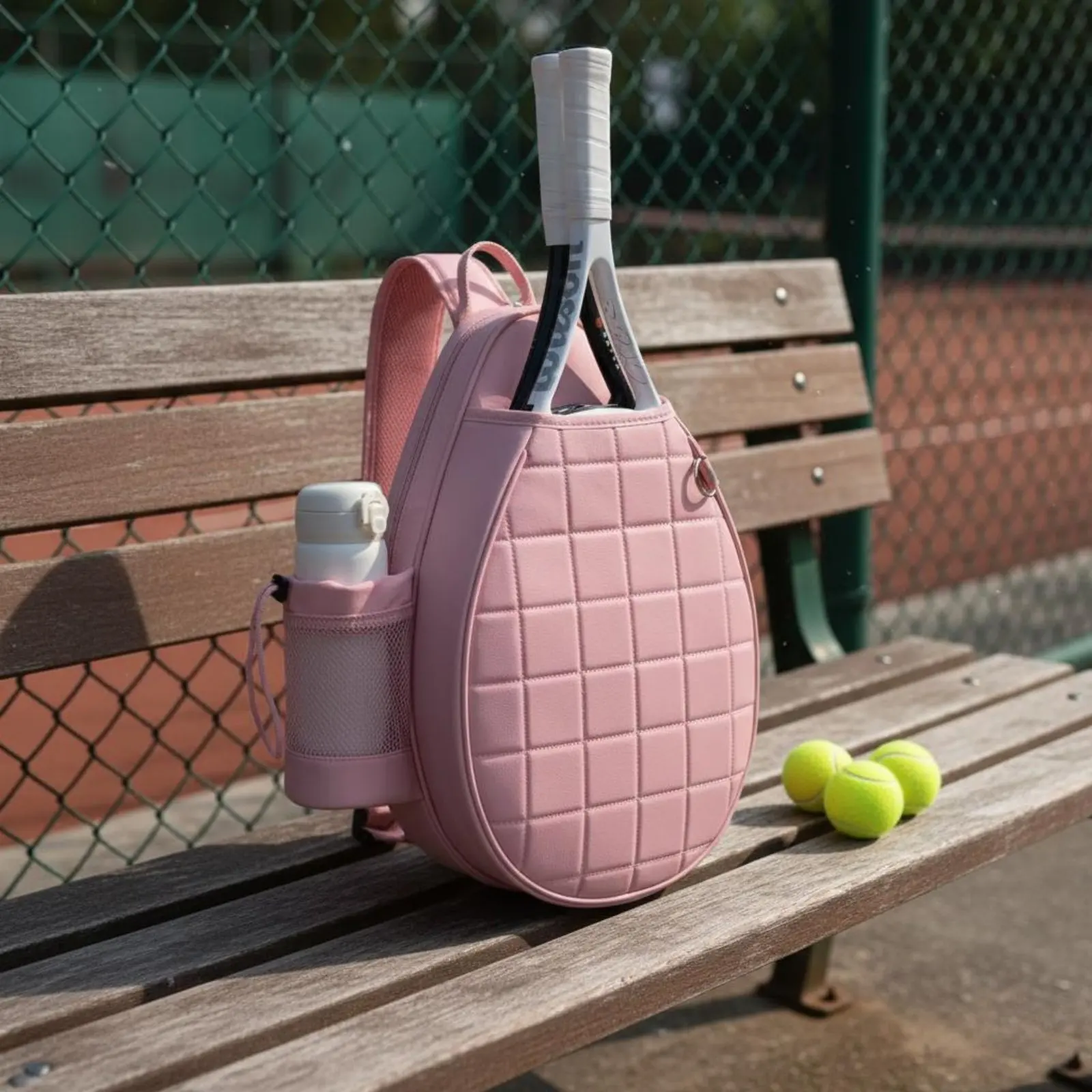 

Quilted Tennis Backpack Padded Protection Quilted Tennis Bag Badminton Racket Carrier Multi-Pocket Organizer for Travel, Gym