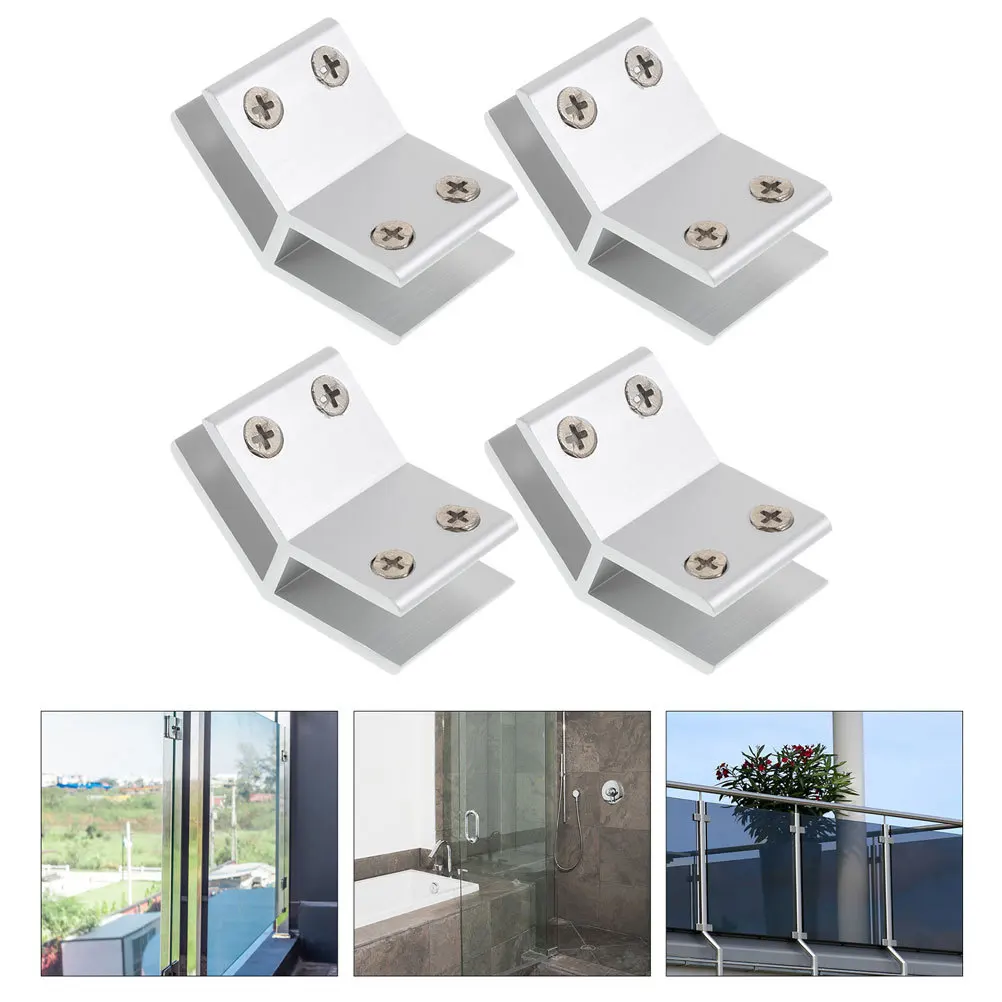 1Set Adjustable Glass Clamp Aluminum Alloy Bracket for 10-12mm Glass Panel Railing Balustrade Fence Support Clips Durable