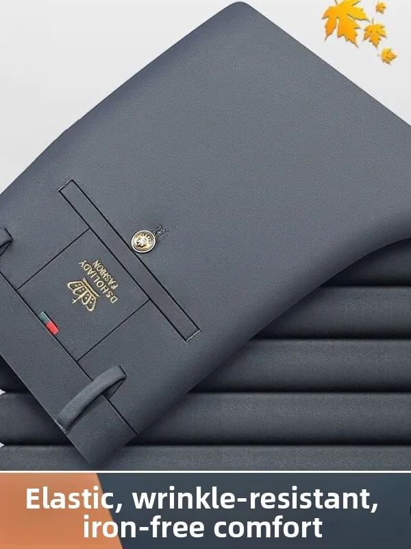 

Мужские повседневные брюки прямого кроя, весна-осень, свободный крой, эластичные, однотонные, молодежные, деловые, повседневные, длинные брюки