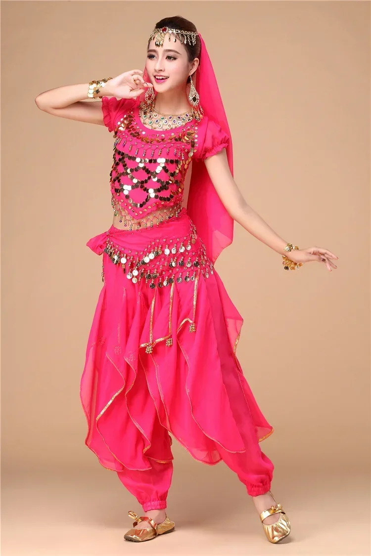 4PCS Belly Dancing Costume Sets Egypt Belly Dance Costume Sari Indian Clothing Women Bollywood Indian Belly Dance Pant