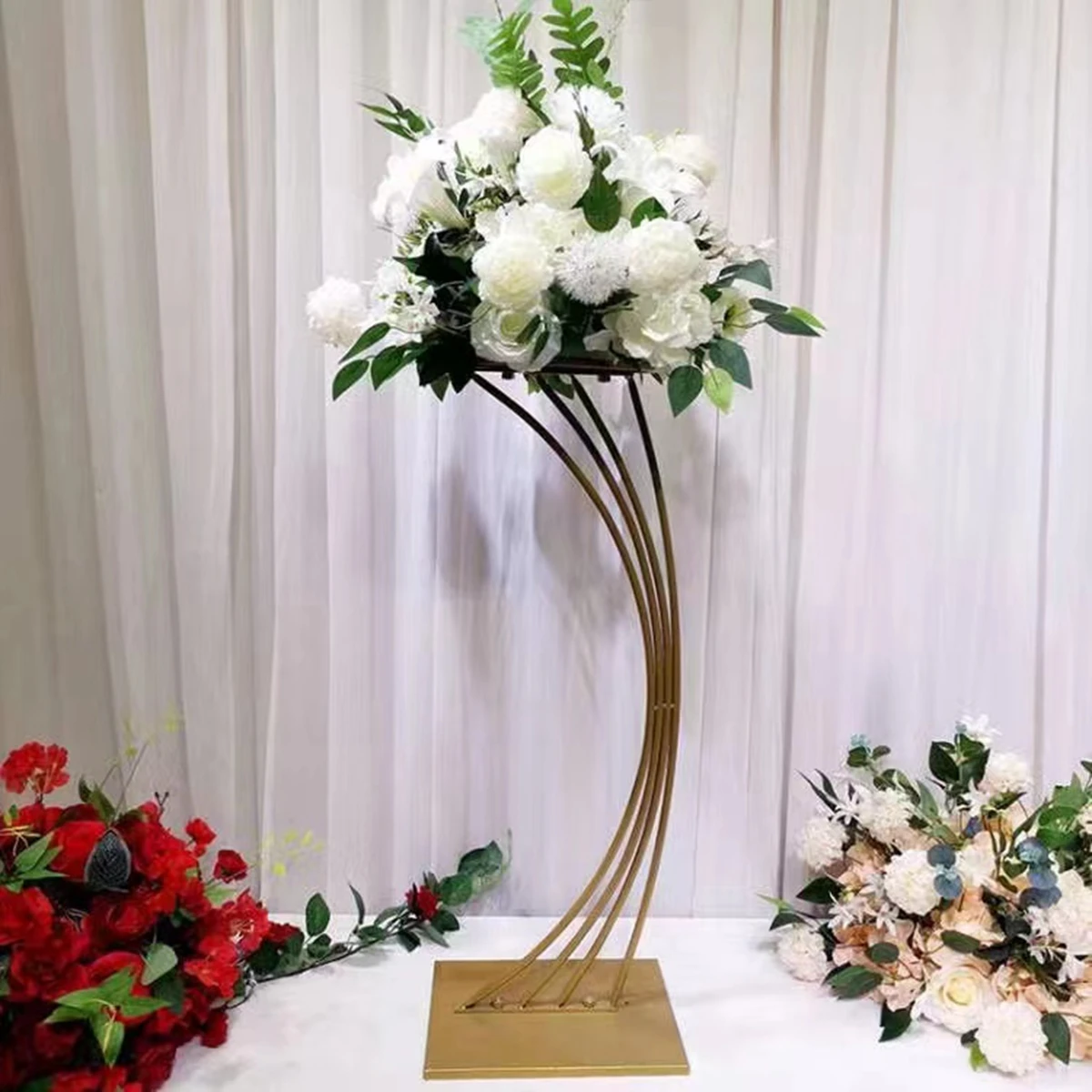 

4 8 12 pcs C-shaped road lead flower stand T table wedding metal gold centrepieces crafts hotel restaurant home vase decoration