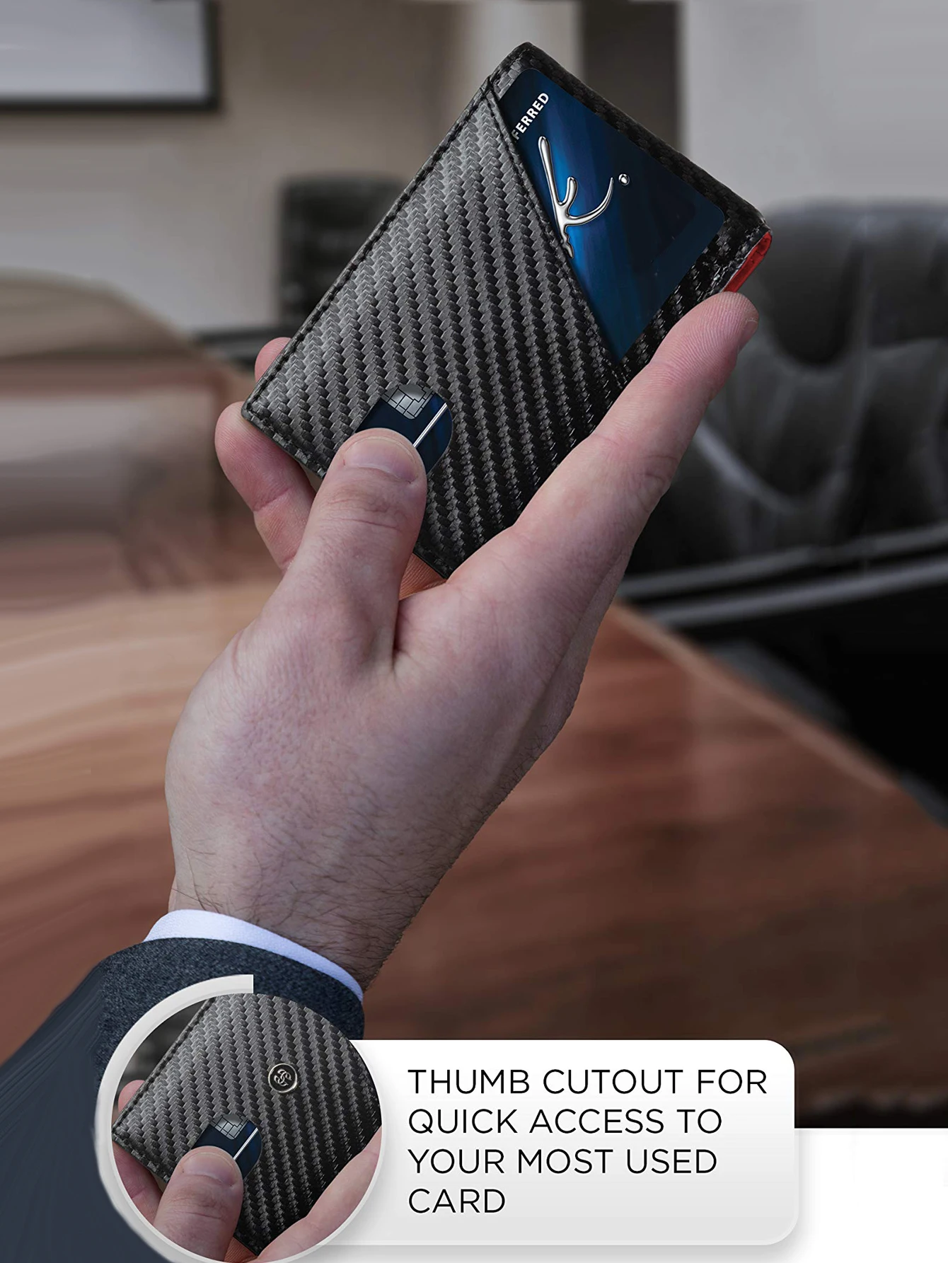 RFID Carbon Fiber Ultra-thin Trifold Wallet Simple Front Pocket Design Wallet Multi-function Portable 8 Card Slots Men's Wallet image 3