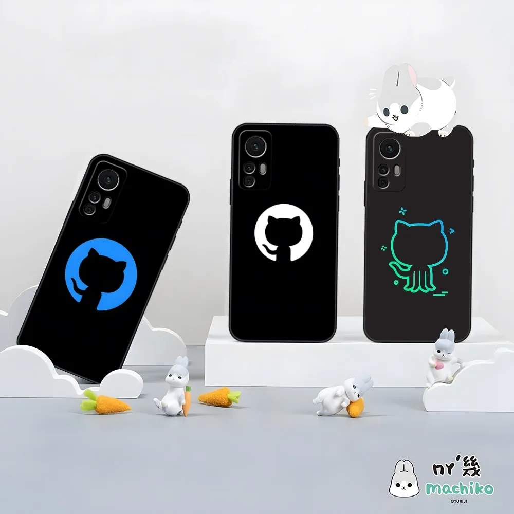 Social Github Programming Cat Phone Case for Xiaomi 8 9 11 9T 12 13 11T 9SE 11i Lite Ultra Note10 Poco F3 M4 M3 X4 GT Pro luxury