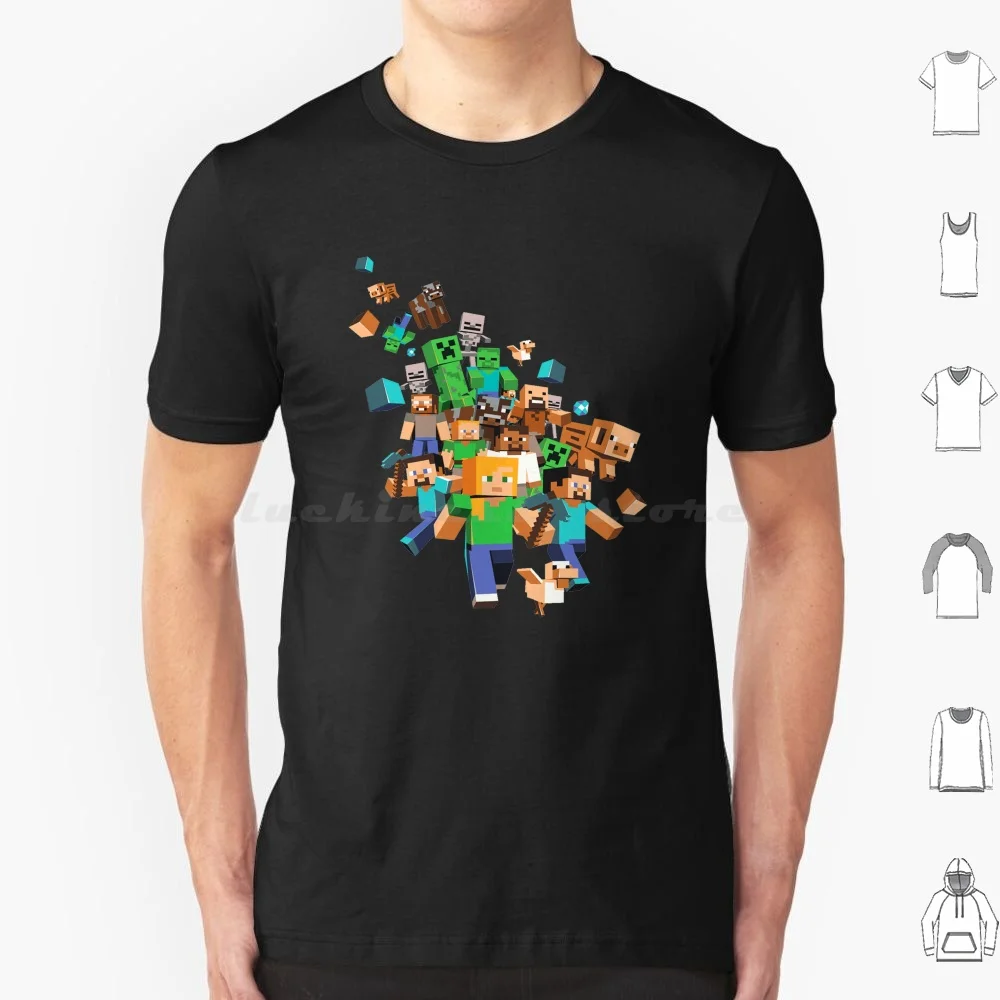 

Character Illustration T Shirt Big Size 100% Cotton Games Kids Cartoon Mojang Funny Enderman Adventure Pewdiepie Building Mine