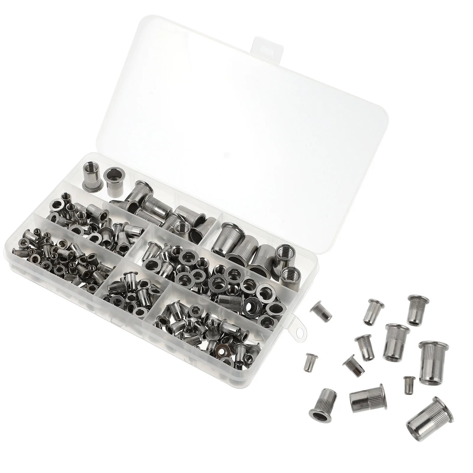 

165Pcs Stainless Steel Rivet Nut Assortment Kit Precision Made Blind Rivet Nuts for Easy Disassembly Reassembly Multipurpose