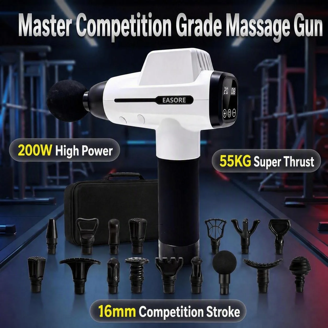 16mm Amplitude Professional Massage Gun  X20 Pro 55KG Force Super Powerful Muscle Massager 200W Brushless Motor For Pro Training