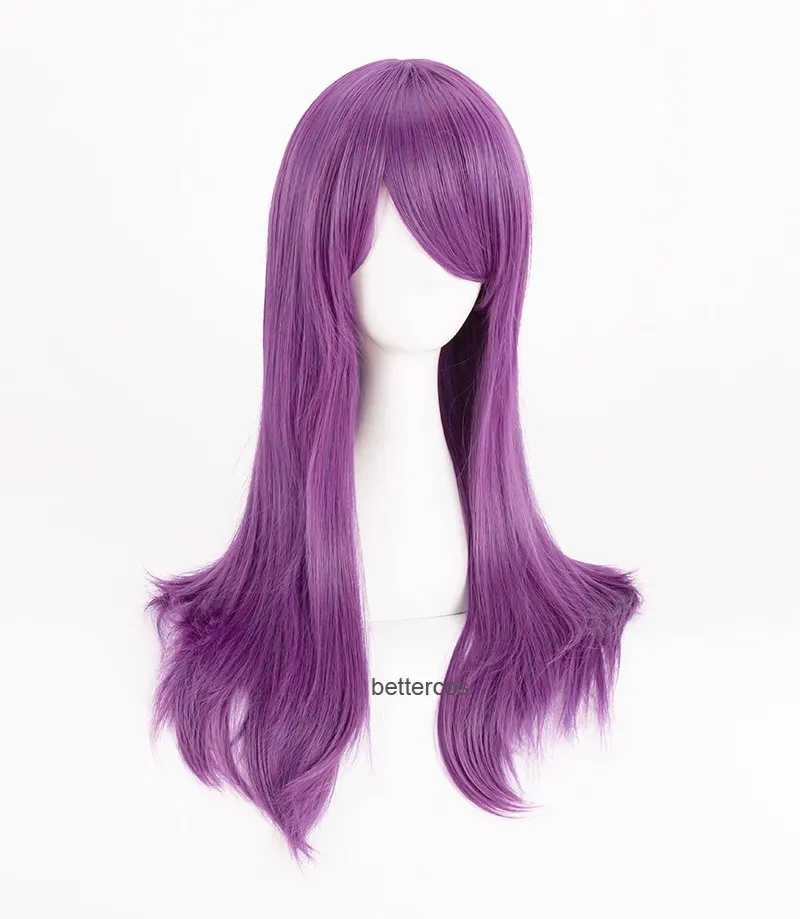 Anime Kamishiro Rize Cosplay Wig 60cm Long Purple Heat Resistant Synthetic Hair Wigs Kamishiro Rize Cosplay Glasses Hairband