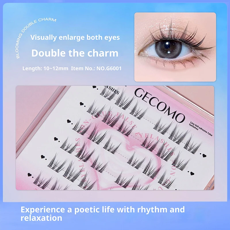 CCHATM bricolage auto-adhésif sans colle faux cils ailés moelleux naturel épais Manga yeux réutilisable agrandi yeux cils