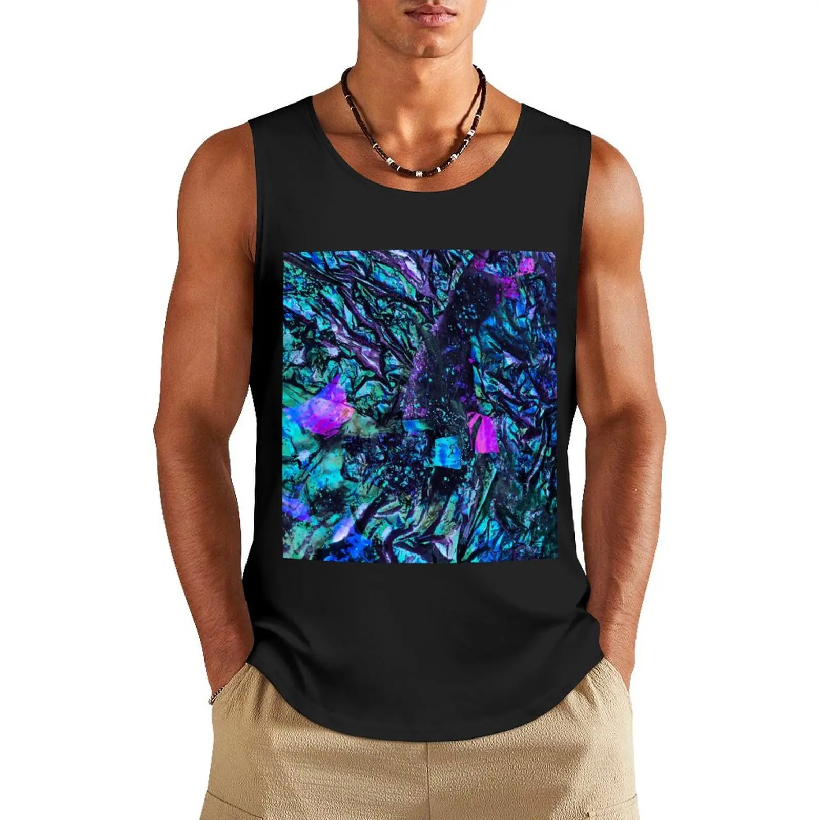 

Peacock Iridescent Tank Top sports suits Gym t-shirt man sleeveless fitness clothing for men